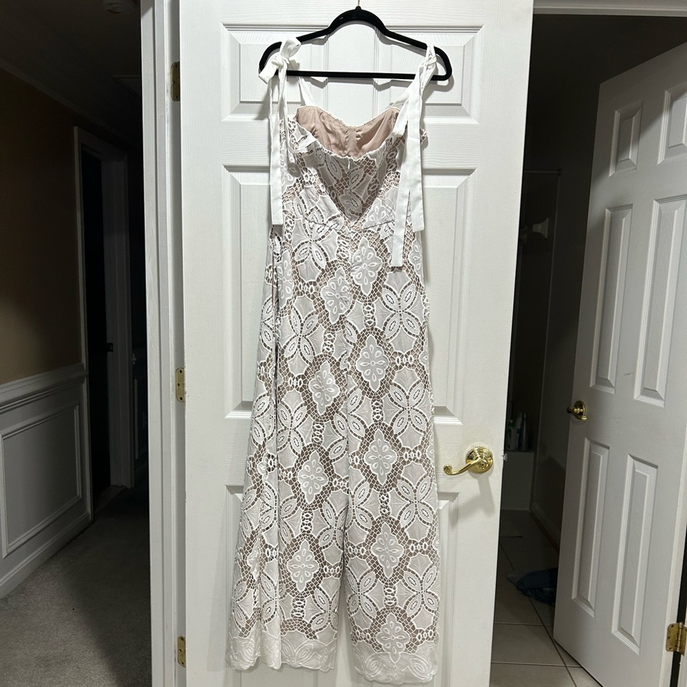New York and company white lace jumpsuit
